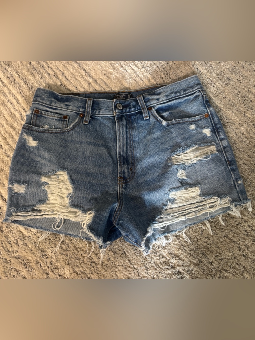 Abercrombie & Fitch Annie High Rise Distressed Denim Shorts - 30 / 10